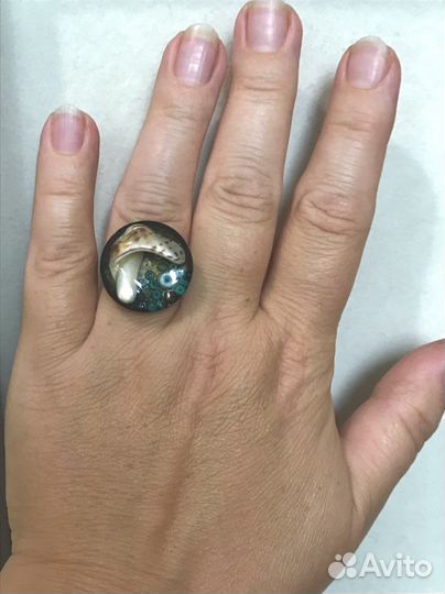 Кольцо с ракушкой универсального размера