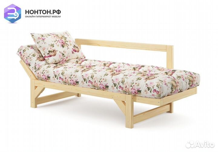 Диван кушетка Амбер бежевый с цветами