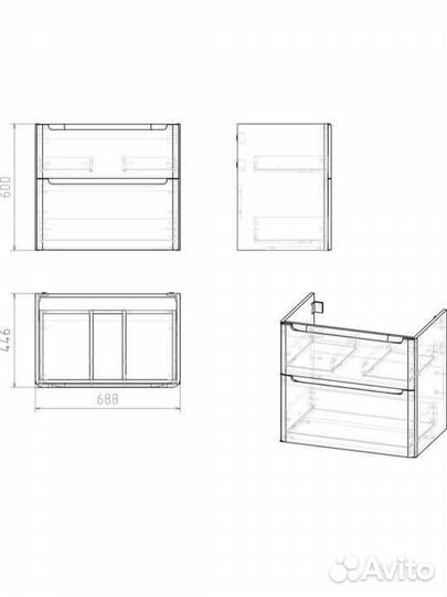 Тумба с раковиной для ванной новая
