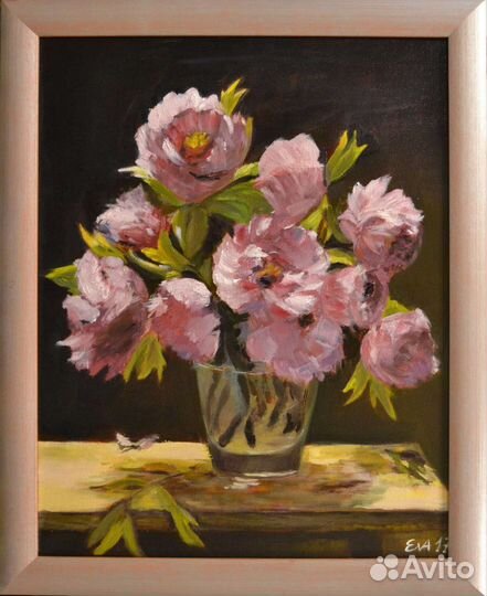 Картина маслом на холсте Пионы