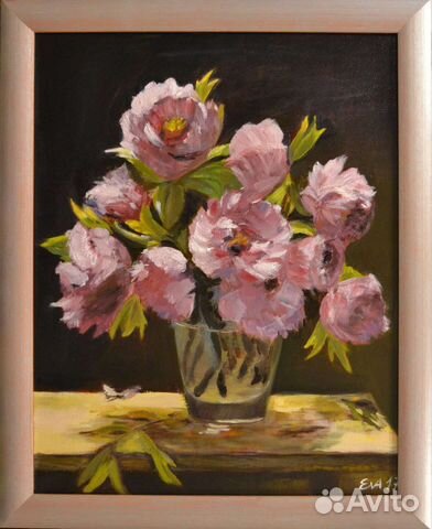 Картина маслом на холсте Пионы