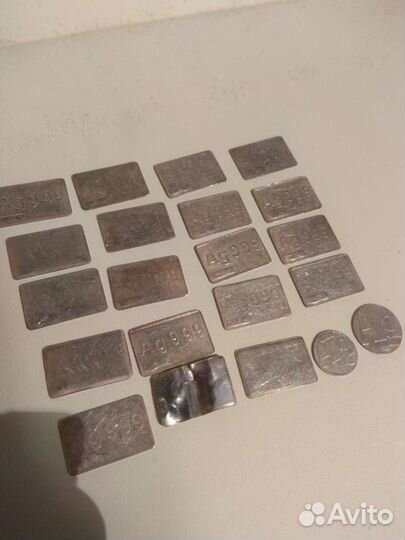 Серебряные пластины, жетоны, 999 пробы