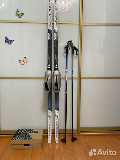 Лыжи 170+ крепления+ Лыжные ботинки + Лыжные палки