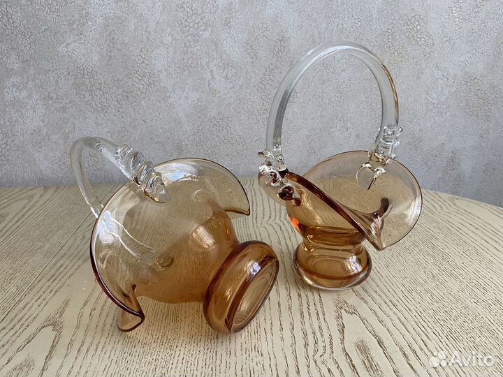 Ваза- конфетница в форме корзинки Чехословакия