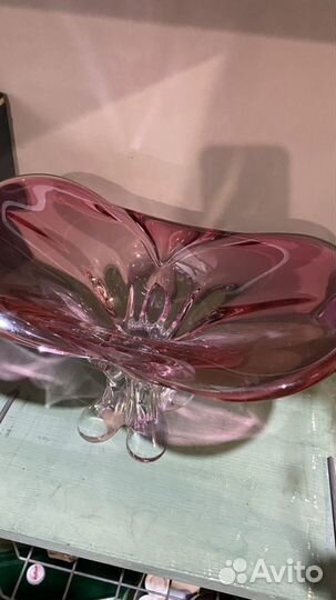 Ваза цветное гутное стекло Й. Господка