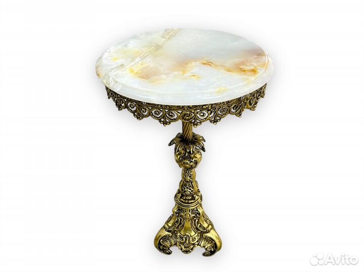 Стол Журнальный Круглый Латунь Оникс СССР
