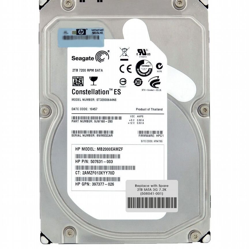 [508041-001] Жесткий Диск Hp 2tb Sata2 3,5" Hdd 508041-001