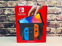 Nintendo Switch oled 64 гб, неоновый синий/красный