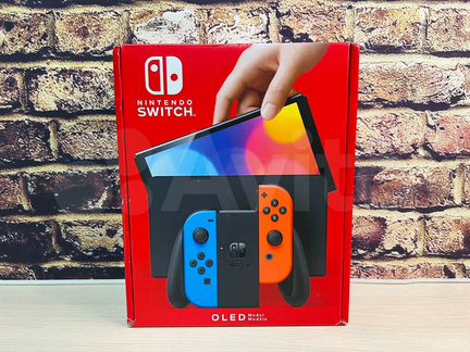Nintendo Switch oled 64 гб, неоновый синий/красный