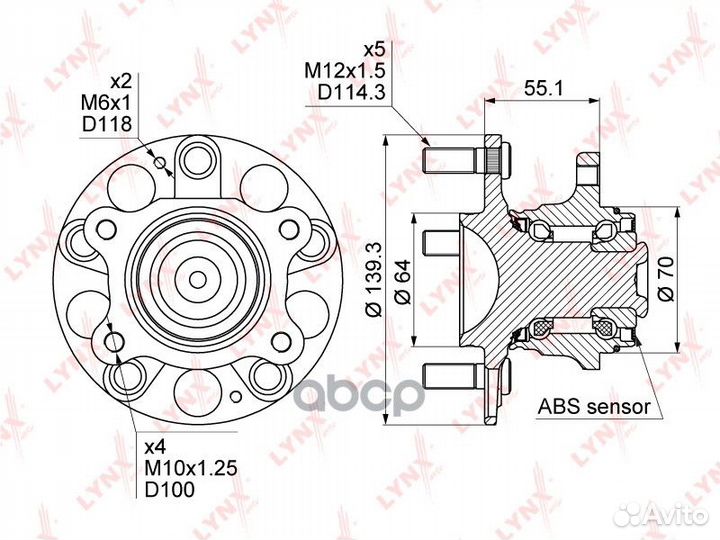 Ступица колеса зад прав/лев WH1023 lynxauto