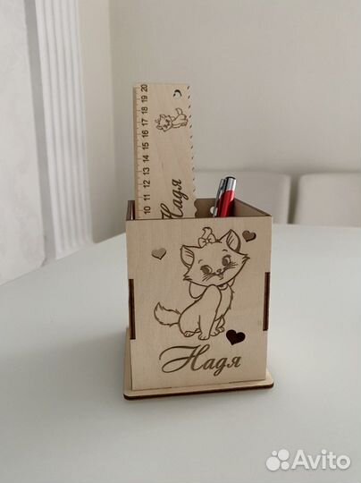 Органайзер и линейка из дерева