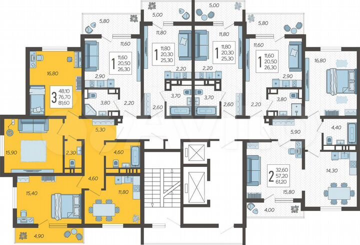 3-к. квартира, 81,6 м², 5/10 эт.