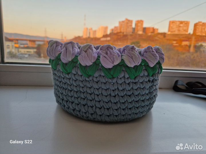 Корзина из трикотажной пряжи