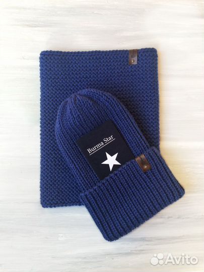Шапка и снуд зимние. Мериносовая шерсть. В наличии