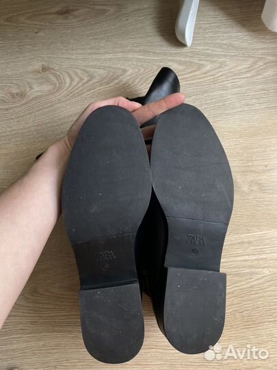 Сапоги zara кожаные 40-41 р-р