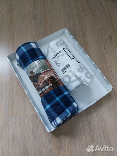 Плед флисовый в клетку 130 * 150 см новый