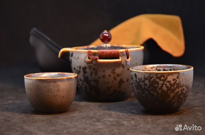 Чайный Сервиз Дорожный Каменный Бордовый