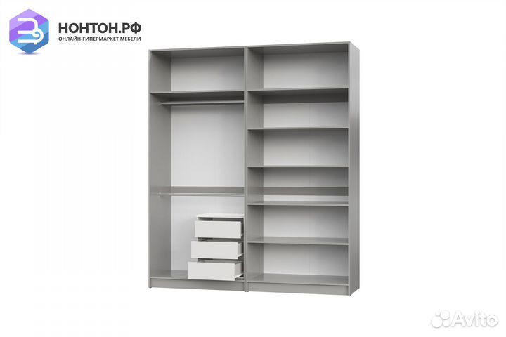 Шкаф 4-х створчатый Ариан К-5 холодный серый / дуб