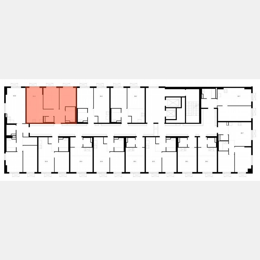 2-к. квартира, 51,4 м², 13/15 эт.