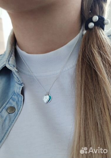 Подвеска tiffany сердце мятное серебро тиффани