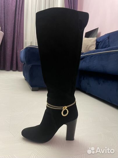 Сапоги ботфорты женские натуральная замша 36