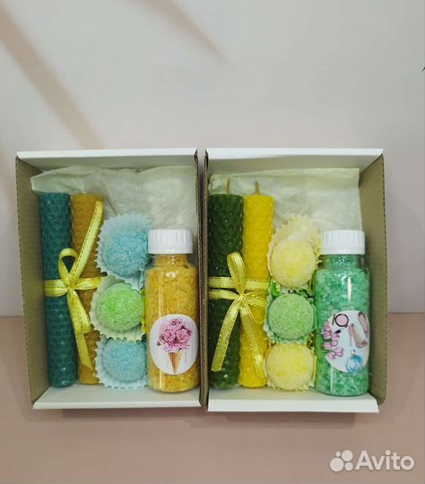 Свечи из вощины + соль или жемчуг для ванн