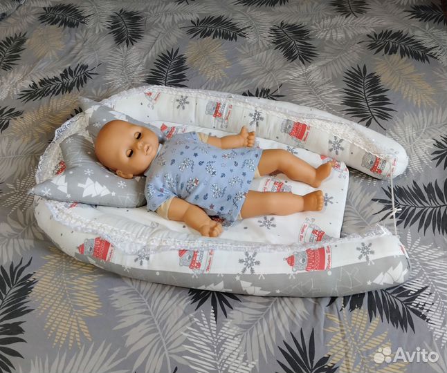 Подушка позиционер кокон гнездышко новорождённым