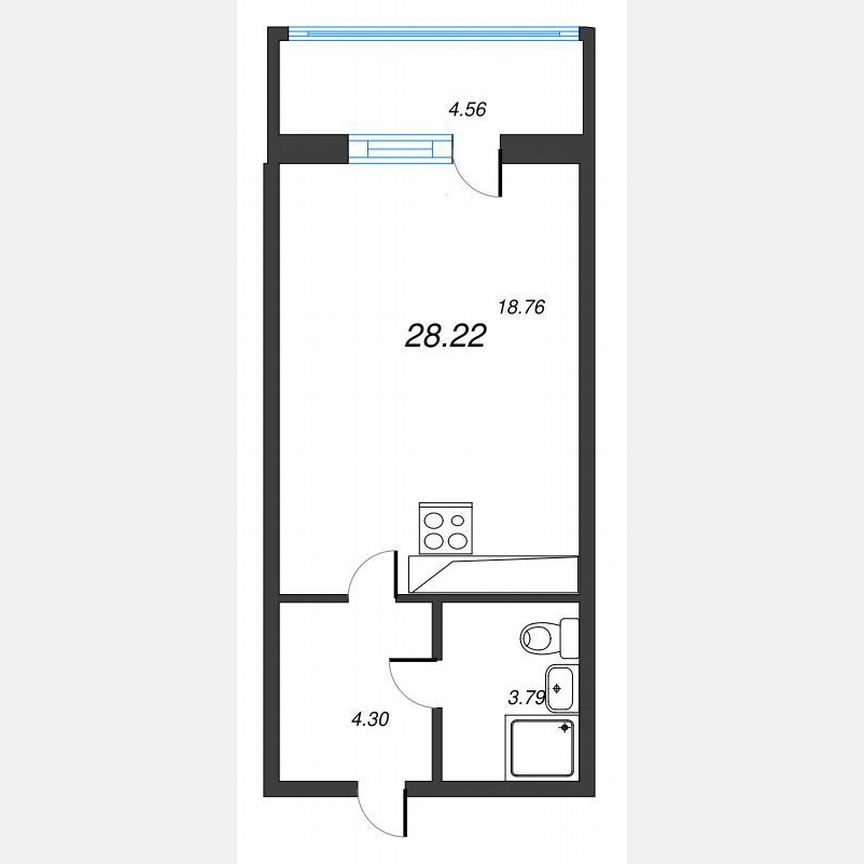 Квартира-студия, 31,4 м², 21/22 эт.