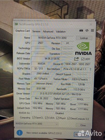 Видеокарта gtx 3050 Dual 8Gb