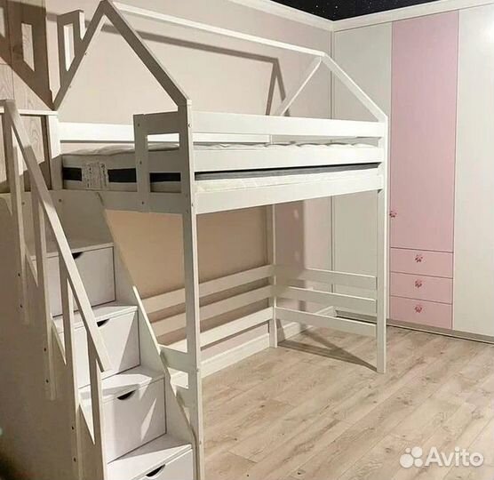 Кровать чердак домик 190х80