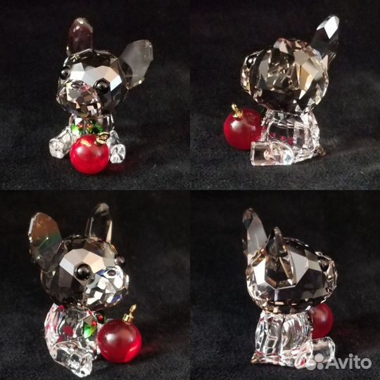 Swarovski French Bulldog Crystal Christmas Holly