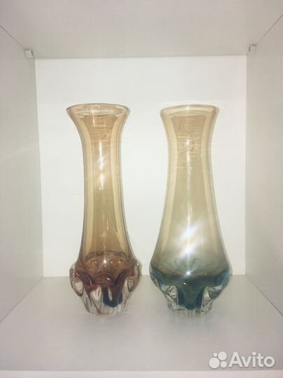 Ваза хрусталь стекло бронза СССР Индия Bohemia