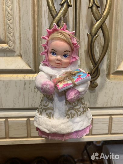 Ватная елочная игрушка ручная работа