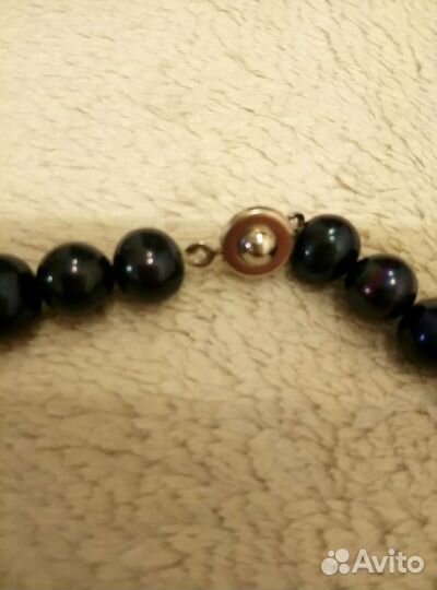 Бусы из натурального чёрного жемчуга
