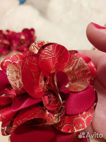 Цветы из ткани, брошь, заколка