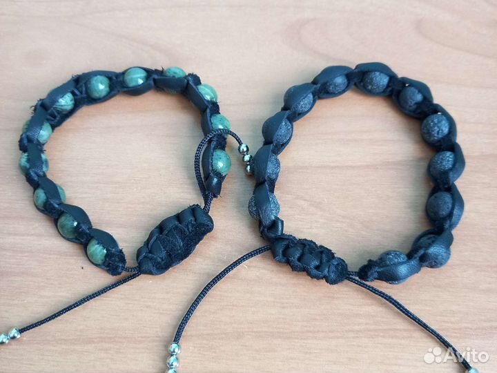 Браслет Шамбала. Натуральные камни. Кожа