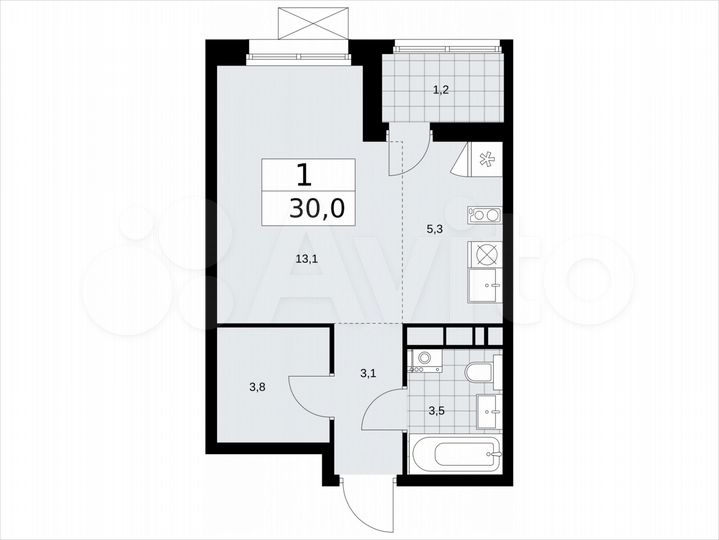 Квартира-студия, 30 м², 7/12 эт.