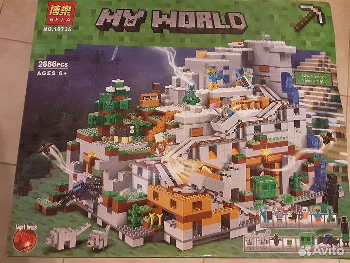 Конструктор майнкрафт горная пещера bela 2886 дет