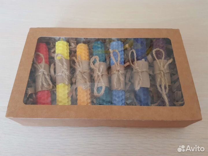 Чакровые свечи из натуральной вощины (набор 7 шт)