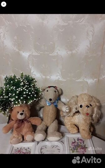 Мишка плюшевый ГДР, собака антикварная