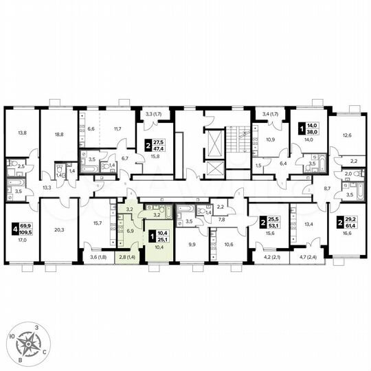 Квартира-студия, 25,1 м², 23/24 эт.