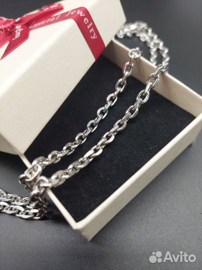 Цепь якорная ювелирная сталь серебро
