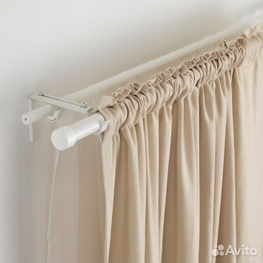 Карниз белый IKEA Hugad 210-385 однорядный