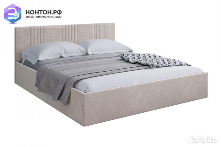 Кровать Амелия велюр бежевый