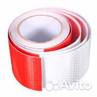 Лента светоотражающая 50мм белый\красный за 1 метр
