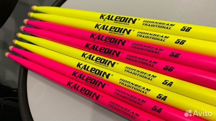 7klhbpk5A Pink 5A Барабанные палочки, граб, флуоресцентные розовые, Kaledin Drumsticks