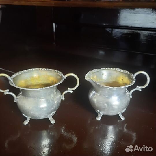 Молочник и сахарница старинные (альпака)