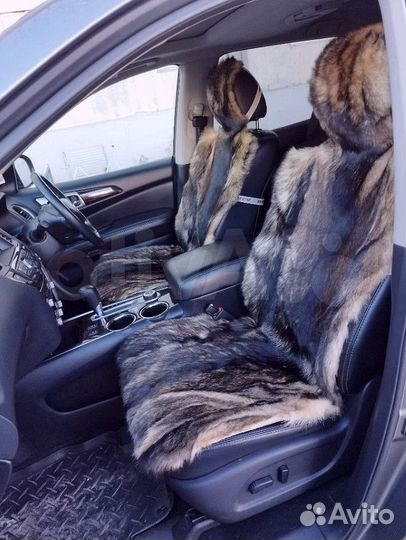 Меховые накидки комплект в машину волк