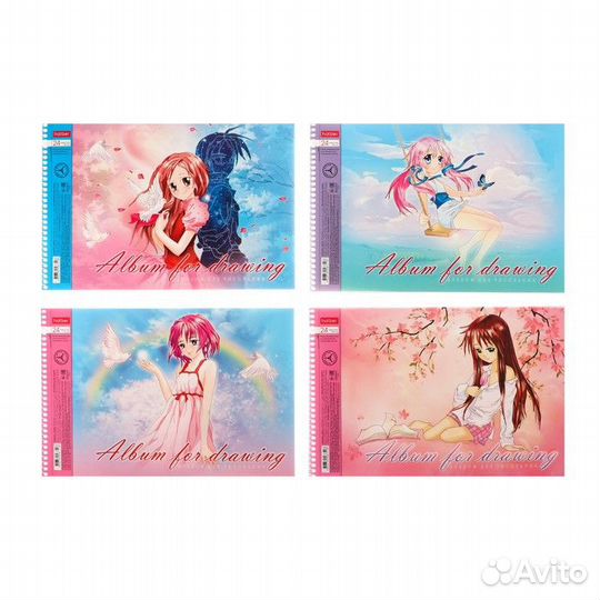 Альбом для рисования А4 24 листа, аниме, микс