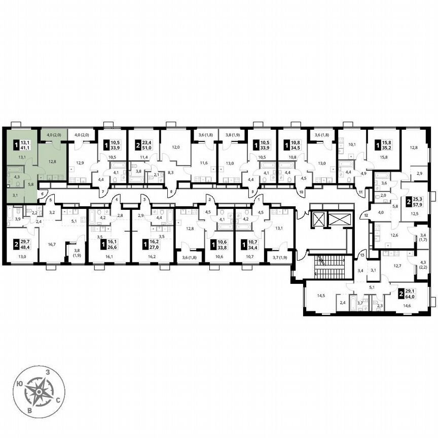 1-к. квартира, 41,1 м², 12/18 эт.